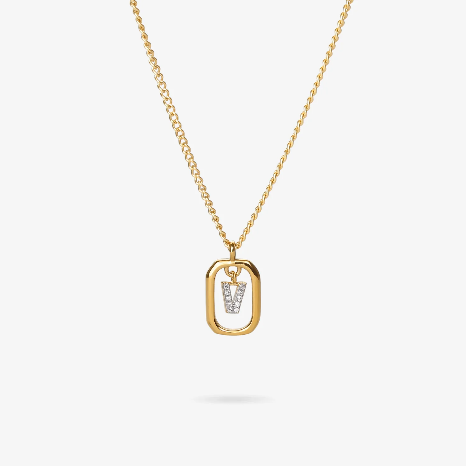 Initial V Zirconia Necklace