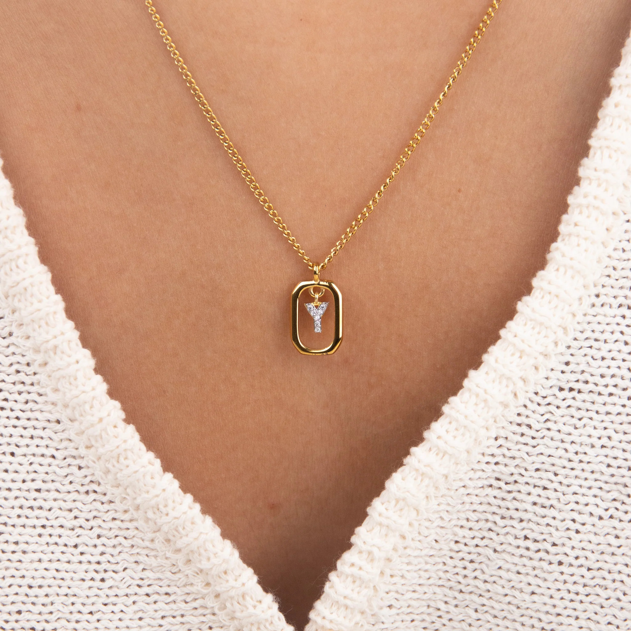 Initial Y Zirconia Necklace - Image 2